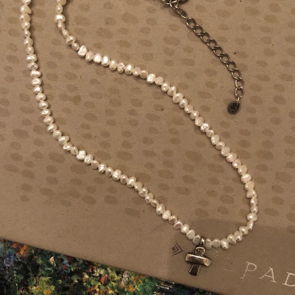 Vintage Silpada Sterling Silver Freshwater Pearl Cross Necklace N2178 - Picture 12 of 15